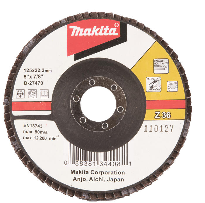 Lameļu slīpdisks 125mm K36 Metālam, INOX