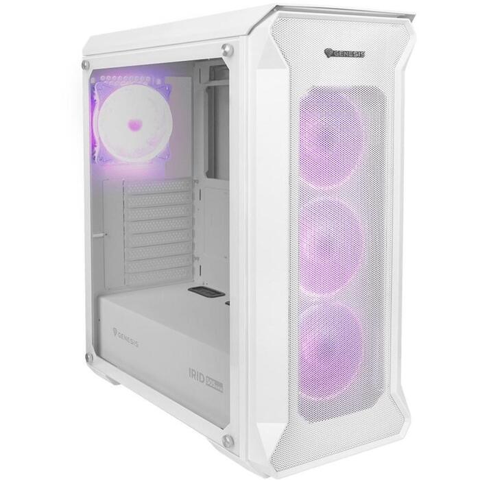 Genesis Компьютерный корпус Irid 505 V2 ARGB NPC-1872, Midi Tower, ATX, белый, 4x120mm ARGB вентилятора, закаленное стекло (NPC-1872)
