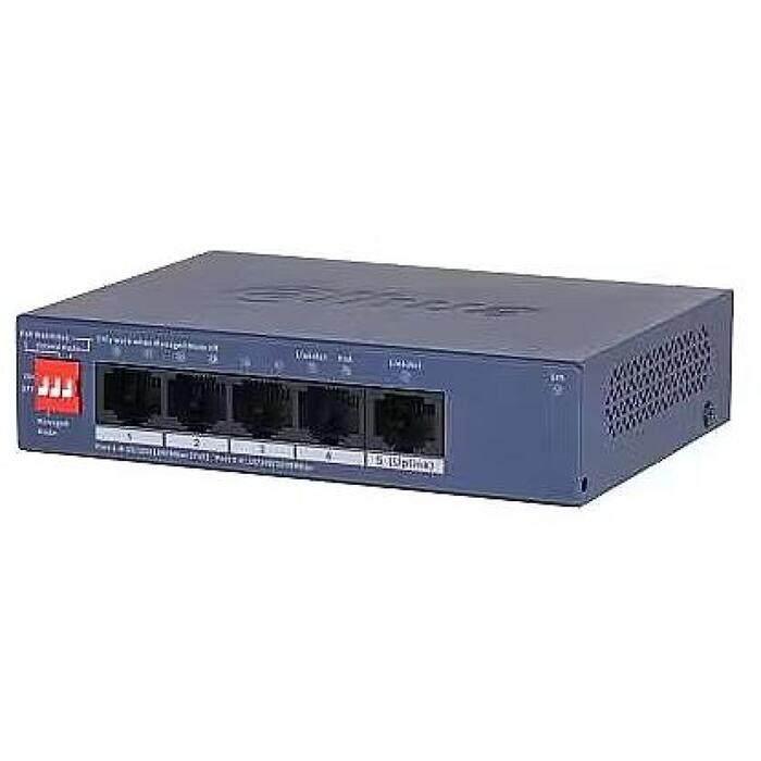 Dahua сетевой коммутатор, CS4005-4GT-36, 5xRJ-45, 4xPoE, 10 Gbit/s, 36 W PoE бюджет, L2, настольный/настенный (CS4005-4GT-36)