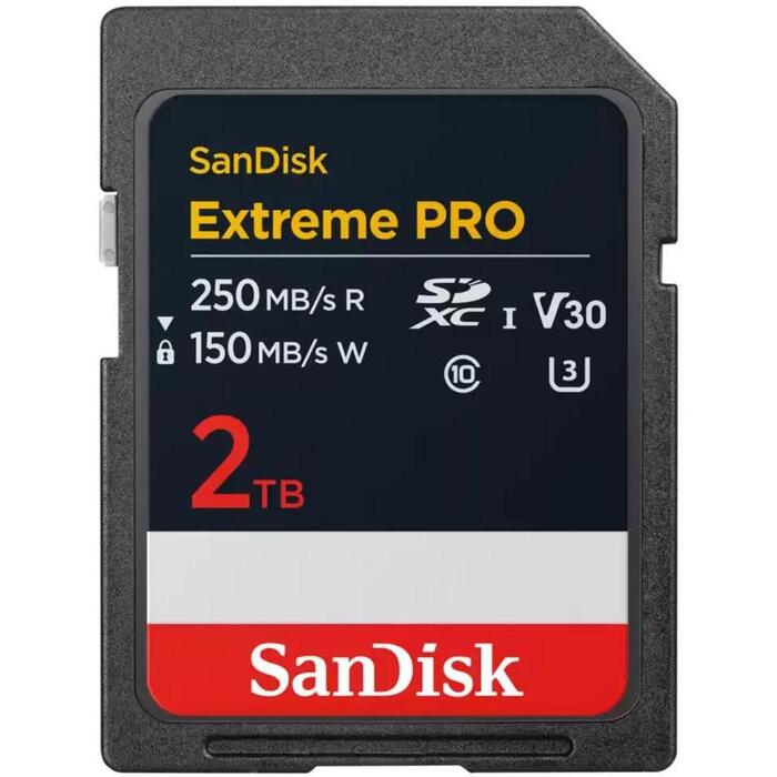 Sandisk карта памяти SDSDXXD-2T00-GN4IN, 2TB, SDXC, UHS-I, U3, V30, 250MB/s чтение, 150MB/s запись, класс 10, ударостойкая (SDSDXXD-2T00-GN4IN)