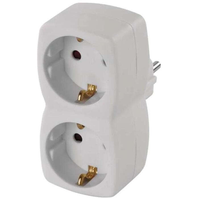 Emos Адаптер 2x Круглый P00252N, 2x2P+PE, 3680W, IP20, Белый, Защита от детей (P00252N)