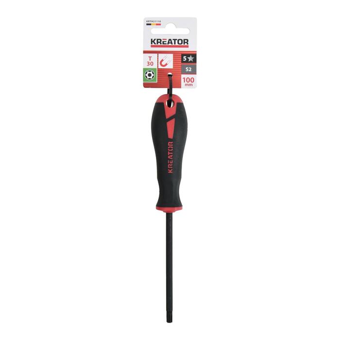 Kreator skrūvgriezis Torx KRTH21110, 100mm, T30, S2 tērauds, magnētisks uzgalis, pretizslīdēšanas rokturis (KRTH21110)