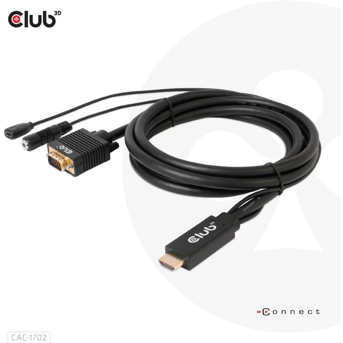 Club3D Video kabelis HDMI uz VGA