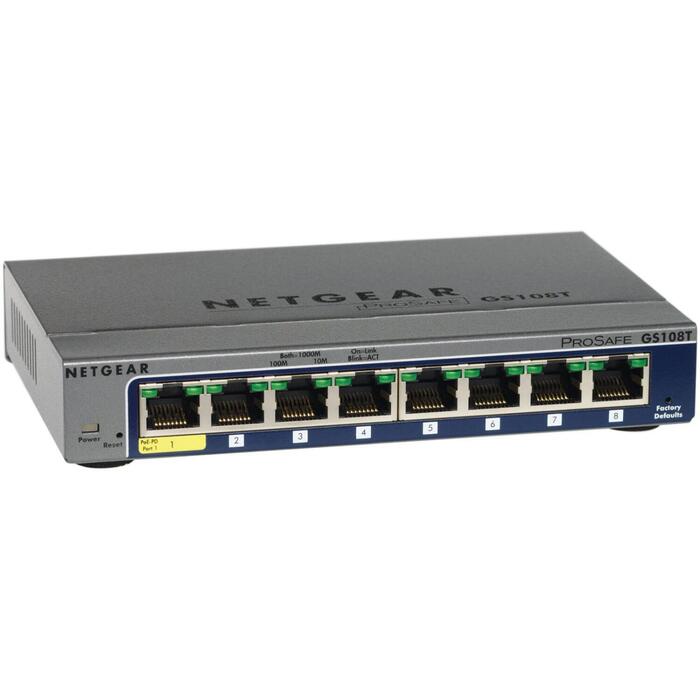 Netgear GS108T-300PES pārvaldāms komutators, 8x10/100/1000 Mbps