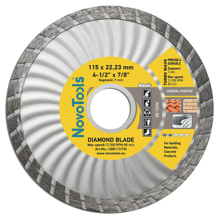 Dimanta griezējdisks TURBOWAVE 115x22.2mm NOVOABRASIVE