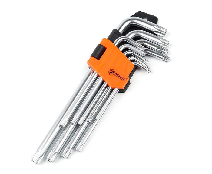 Zvaigznīšu atslēgu komplekts TORX., 9gab Т10-Т50, CrV, garās 25-008 POLAX (25-008)
