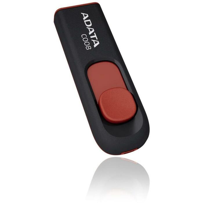 Adata USB флеш-накопитель AC008-32G-RKD 32GB, USB 2.0, черный, красный, Plug and Play, поддерживает Windows, Mac, Linux (AC008-32G-RKD)