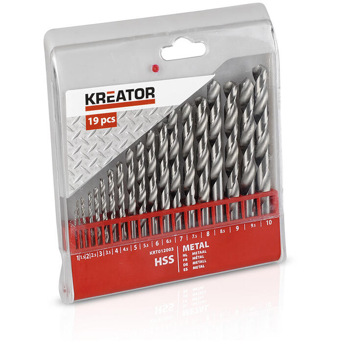 Urbju HSS komplekts metālam 1 - 10mm (19gab.); KRT012003 KREATOR (KRT012003)