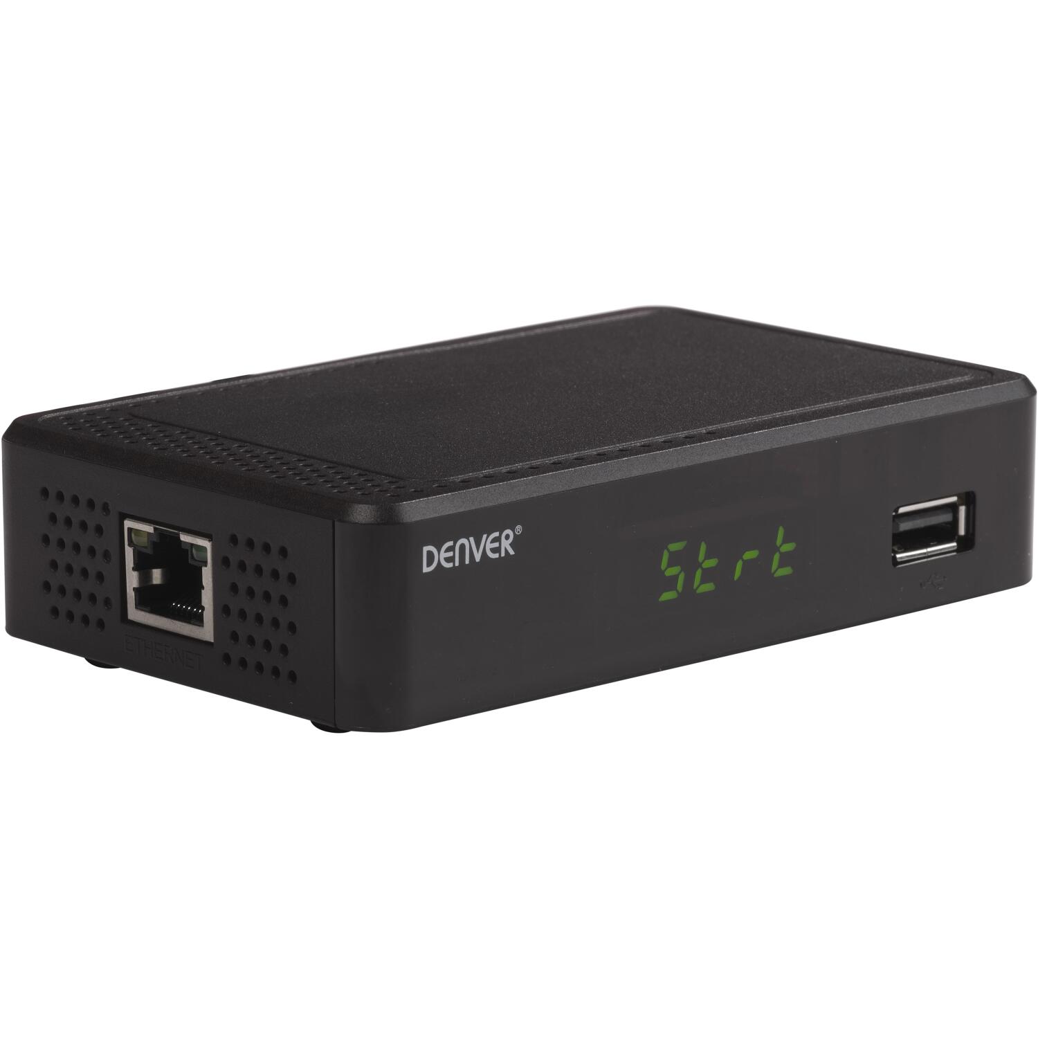 Denver televizora resīveris DTB-148 110131120120, DVB-T2 H.265, HDMI, Scart, koaksiālais, RF, LAN, USB, EPG, Dolby Digital, HE-AAC (110131120120)