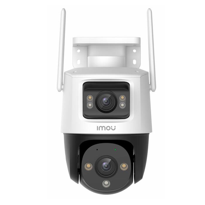 Imou IPC-S7XP-10M0WED Cruiser Dual 10 MP уличная Wi-Fi IP-камера 5 MP+5 MP 2880×1620 3.6 мм двойной объектив фиксированный + пан/наклон 0-355°/0-90° ночное видение до 30 м двухсторонний звук цифровой зум до 8× microSD до 512 ГБ IP66 белая-черная (IPC-S7XP