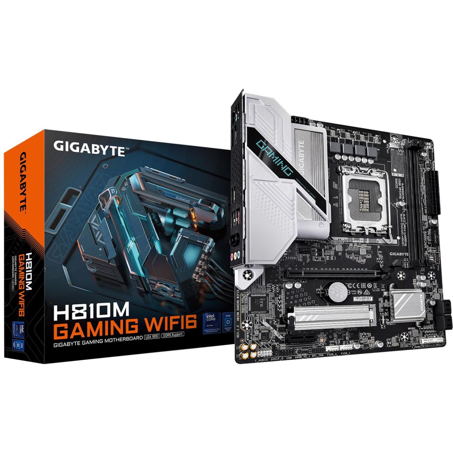 Gigabyte H810M GAMING WIFI6 материнская плата, H810M GAMING WIFI6, 4+1+2 фазы VRM, до 6400MHz DDR5, 1xPCIe 4.0 M.2, 2.5GbE LAN (H810M GAMING WIFI6)