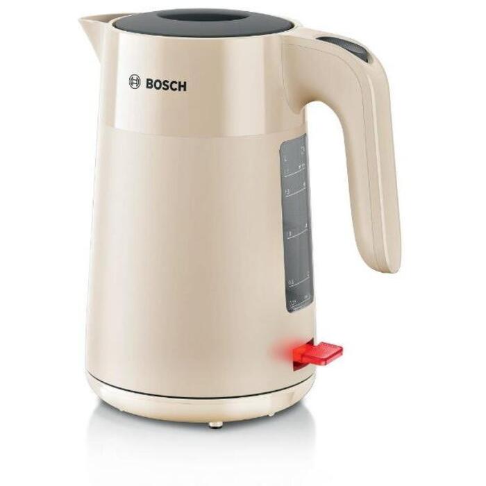 Bosch Электрический чайник TWK2M167, 2400 Вт, 1.7 л, пластик, кремовый, 360° поворотная база, автоматическое отключение (TWK2M167)