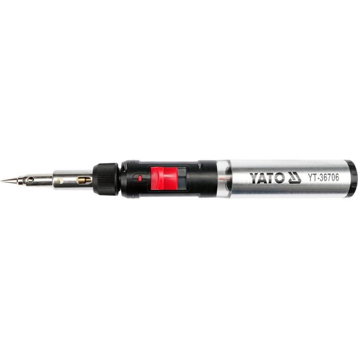 Yato газовый паяльник YT-36706, 30-125 Вт, 450°C, 600°C, 1300°C, 30 мл, 75 мин, пьезоподжиг, защита от детей, окно уровня газа (YT-36706)
