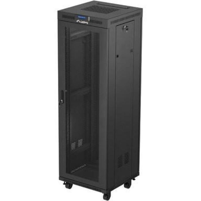 Szafa instalacyjna rack stojąca 19 cali 37U 600x600 drzwi perforowane LCD czarna (Flat pack) (FF01-6637-23BL)