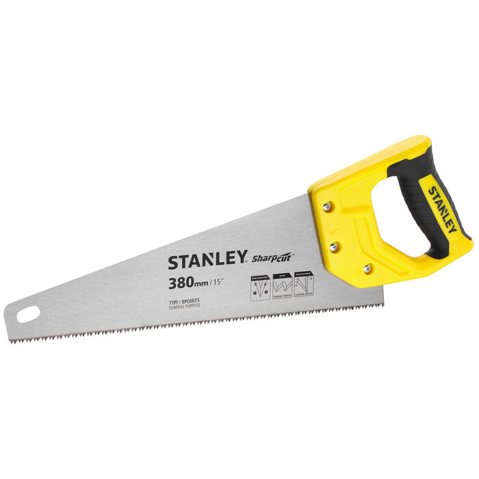 Rokas zāģis Sharpcut™ 380mm, 7 ZPI, indukcijas rūdīti zobi, STHT20366-1, Stanley (STHT20366-1)