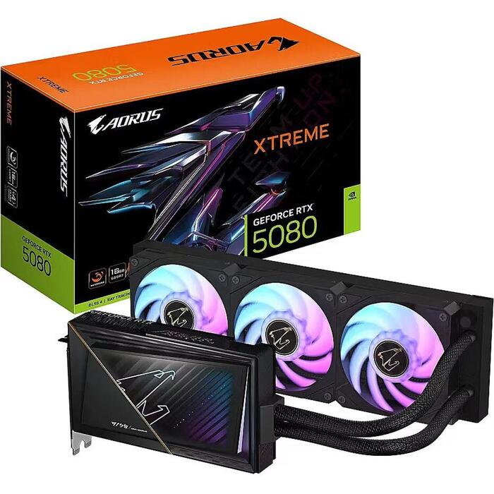 GIGABYTE AORUS GeForce RTX 5080 XTREME WATERFORCE 16G GV-N5080AORUSX W-16GD, 16GB GDDR7, 256bit, 30Gbps, 2805MHz, 3xDP 2.1a (GV-N5080AORUSX W-16GD)