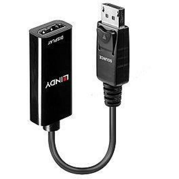 Lindy адаптер 41718, 4K 3840x2160@30Hz, HDMI 1, DisplayPort 1, черный (41718)
