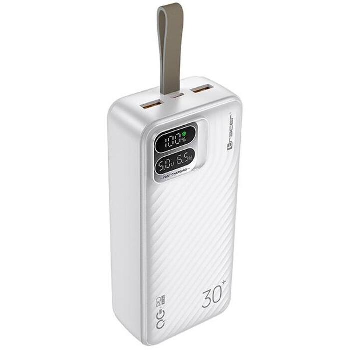 Tracer Power Bank TRABAT47506, 30000 мАч, 65 Вт, 1 x USB-C, 2 x USB-A, PD/QC 3.0, быстрая зарядка (TRABAT47506)