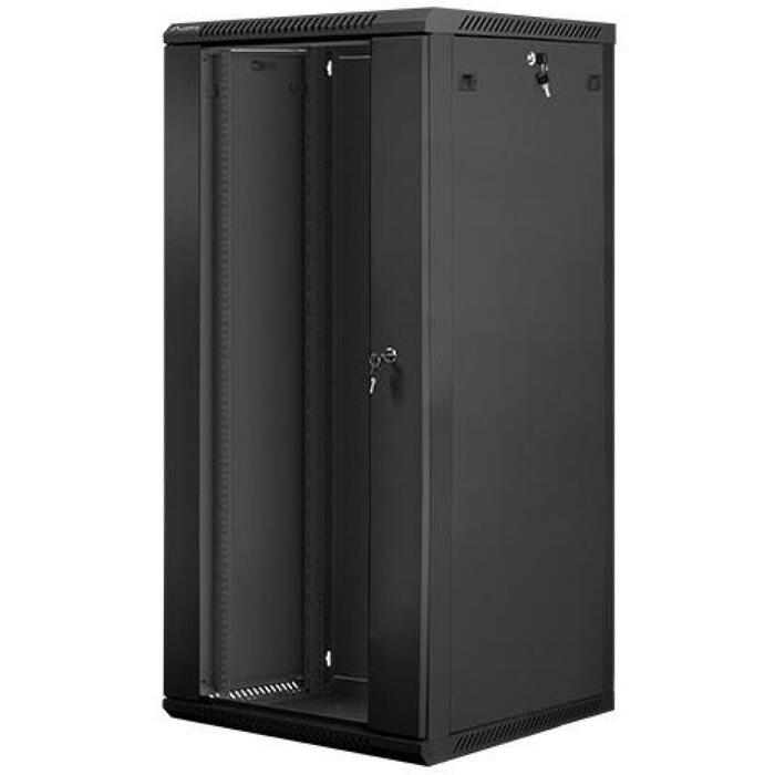 Lanberg настенный шкаф 19'' 27U WF01-6627-10B, 600x600mm, 60kg, IP20, стеклянная дверь, 2 вентиляционных отверстия (WF01-6627-10B)