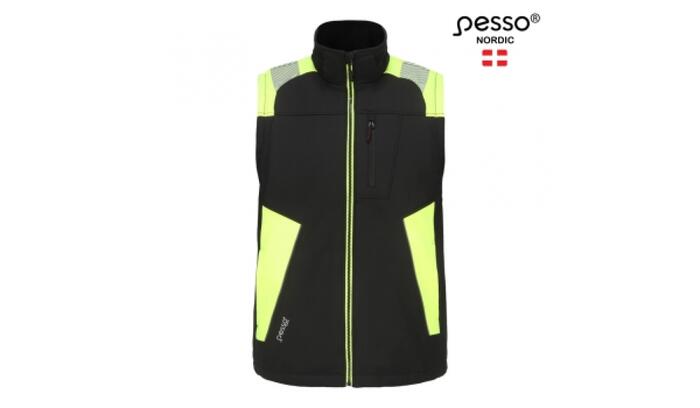 Pesso Softshell veste VESTA-M, melna/dzeltena, M