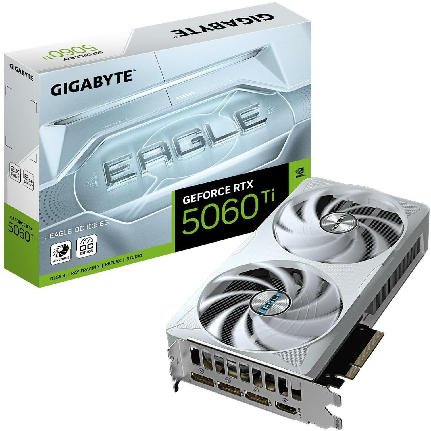 Gigabyte Видеокарта GV-N506TEAGLEOC ICE-8GD 8GB GDDR7, 128bit, PCI-E 5.0, 2617MHz, 3 x DisplayPort, 1 x HDMI (GV-N506TEAGLEOC ICE-8GD)