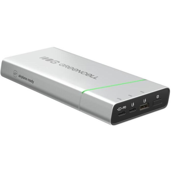 Green Cell PBPLGC20P Power Bank, 20800 мАч, 2xUSB-C, 1xUSB-A, 65 Вт, 18 Вт, алюминий, зеленый, светло-серый, черный, серебристый (PBPLGC20P)