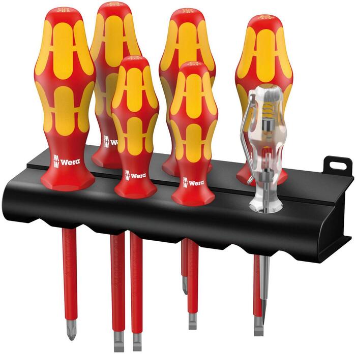 Wera 160 i/7 Rack VDE набор отверток, 7 шт., 05006147001, 280x205 мм, IEC 60900, 1000 В, эргономичная рукоятка (05006147001)