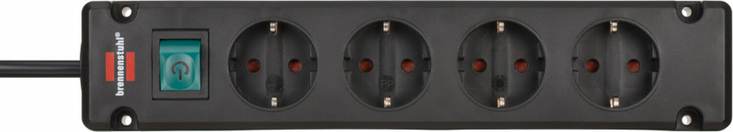 Brennenstuhl Bremounta удлинитель 1150650114, 4x 230V, 3500W, 1,5м, IP20, черный, с выключателем (1150650114)