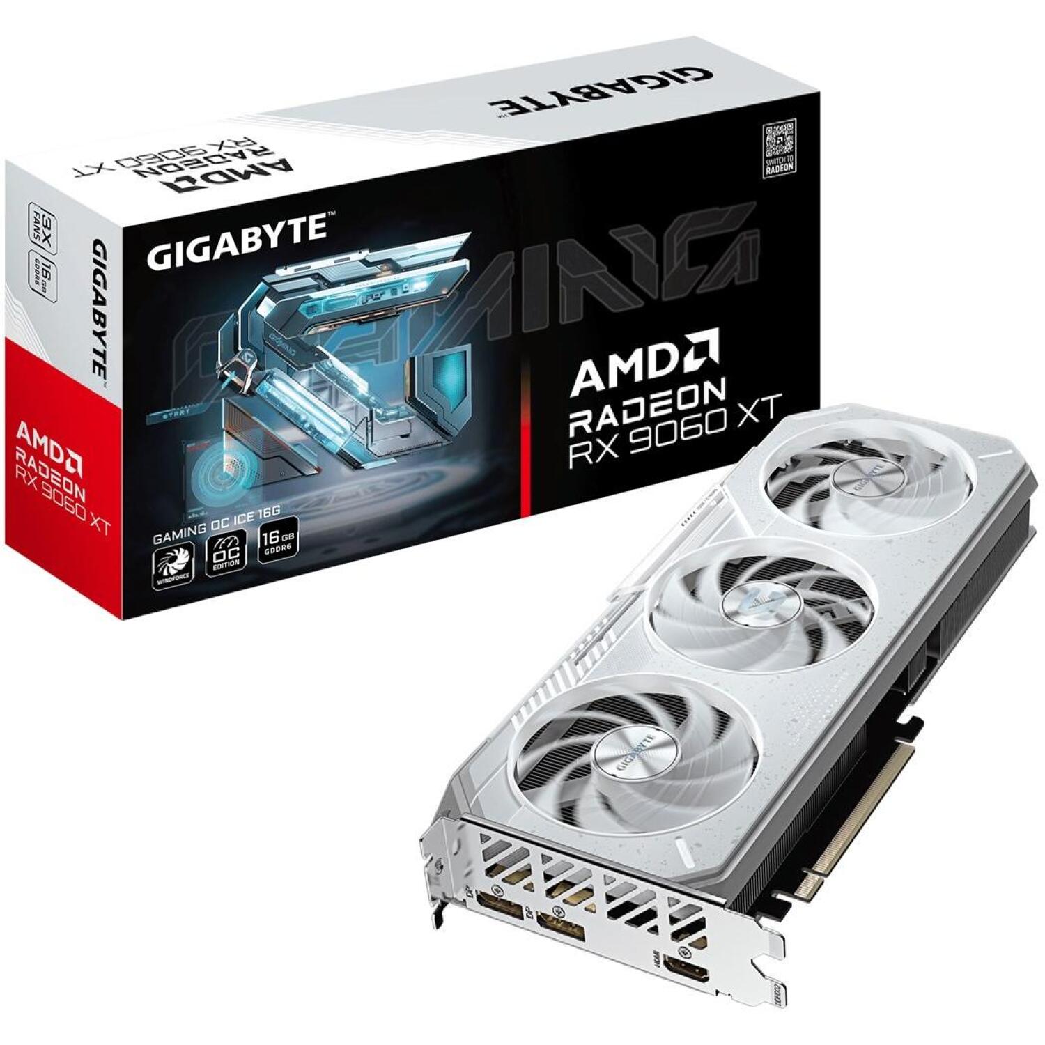 Gigabyte Grafikas karte Radeon RX 9060 XT OC ICE 16G, GV-R906XGAMINGOCICE-16GD, 16GB GDDR6, 256bit, PCI-E 5.0, 3320 MHz (GV-R906XGAMINGOCICE-16GD)