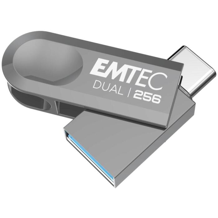 Emtec USB флешка ECMMD256GD283, 256GB, USB 3.2, 80Mbps, 20Mbps, серый, пластиковый корпус (ECMMD256GD283)