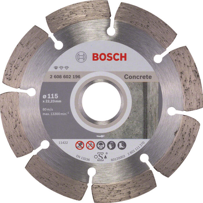 Dim. grieš. ripa BPE 115x22.23 mm, Mazām leņķa slīpmašīnām DIMANTA GRIEZĒJDISKS STANDARD FOR CONCRETE, 2608602196 BOSCH (2608602196)