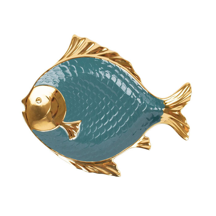 HOME4YOU Šķīvis GOLDFISH 38x34cm, zaļš