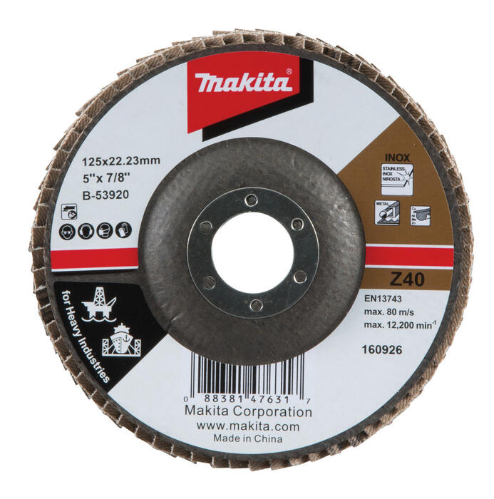 Lameļu slīpdisks 125mm K40 Metālam, INOX