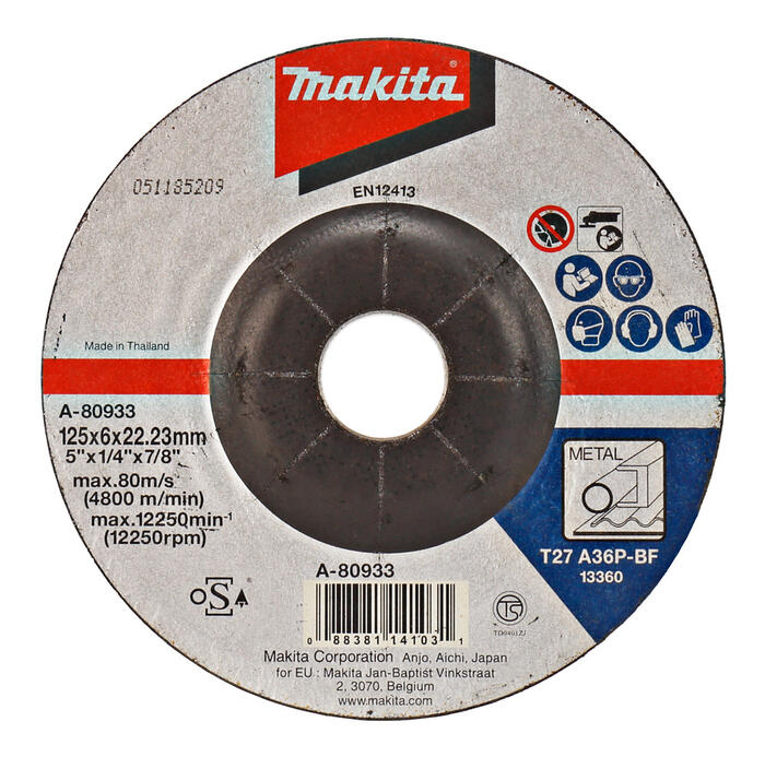 Slipripa 125X6 metālam, A-80933 MAKITA (A-80933)