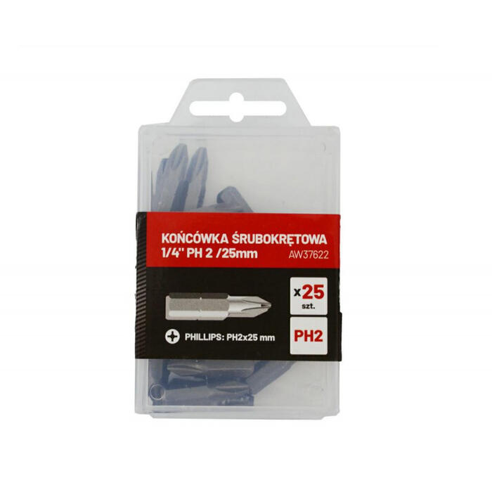 Skrūvgriežu bitu komplekts 1/4" PH2x25mm, 25