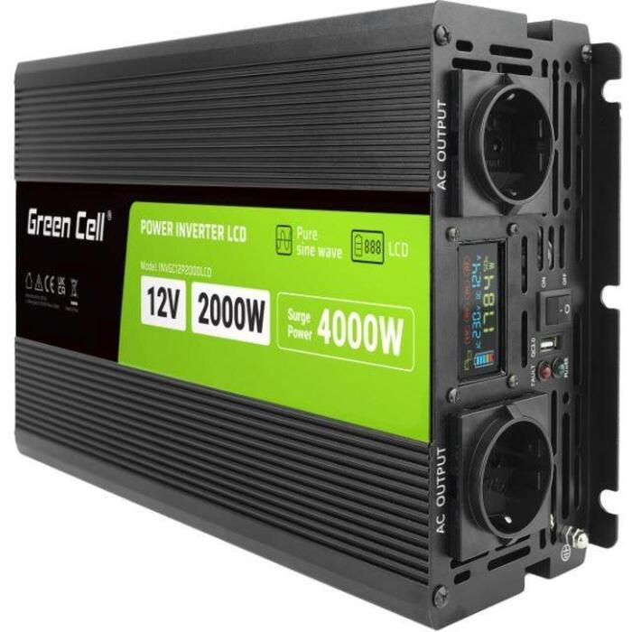 Green Cell Pārveidotājs INVGC12P2000LCD, 12V, 2000W