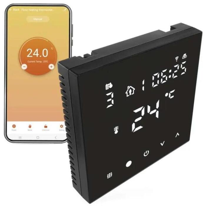 Emos Программируемый напольный термостат P56201BUF, 230V переменный ток, 6 раз в день, Wi-Fi, голосовое управление, NTC датчик 3м (P56201BUF)