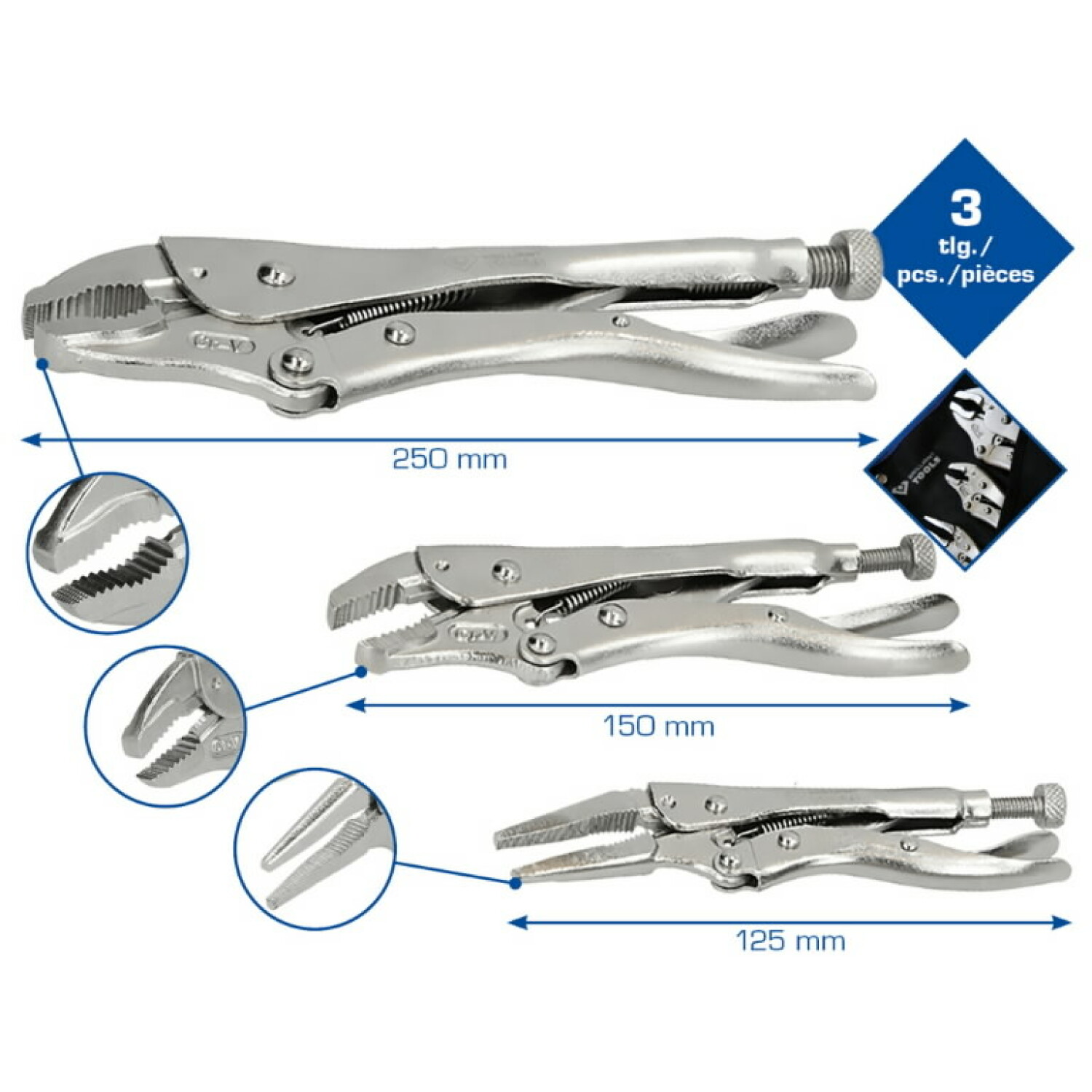 Brilliant Tools Захватные плоскогубцы BT065003, 3 шт., 0.86 кг (BT065003)