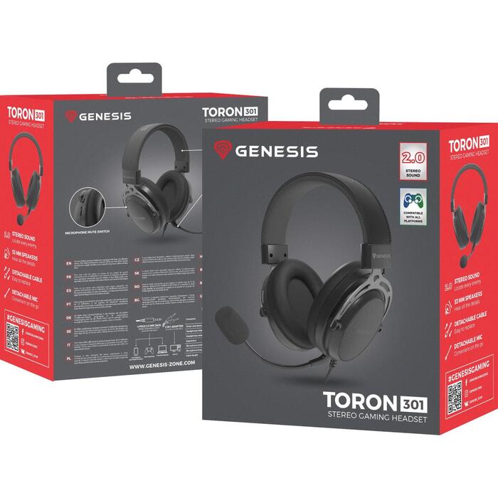 Genesis игровые наушники Toron 301 NSG-2160, проводные, 3.5mm, 32 Ohm, 20-20000 Hz, микрофон, черные (NSG-2160)