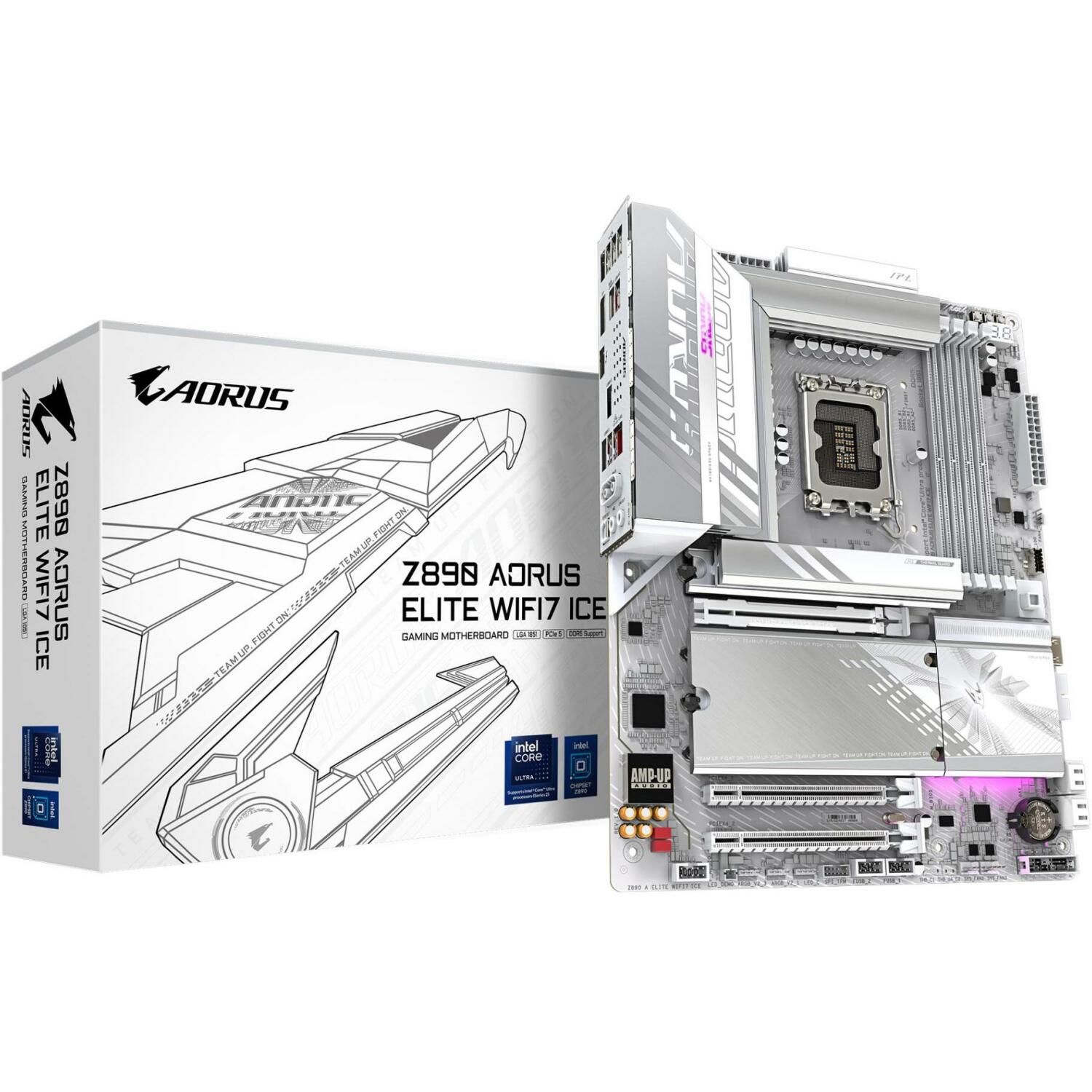 Gigabyte Dēlis Z890 A ELITE WF7 ICE, 4x DIMM, 256 GB, 2x2 Wi-Fi 7, 2.5GbE LAN, 1x PCIe 5.0, 1x HDMI, 7.1 audio (Z890 A ELITE WF7 ICE)
