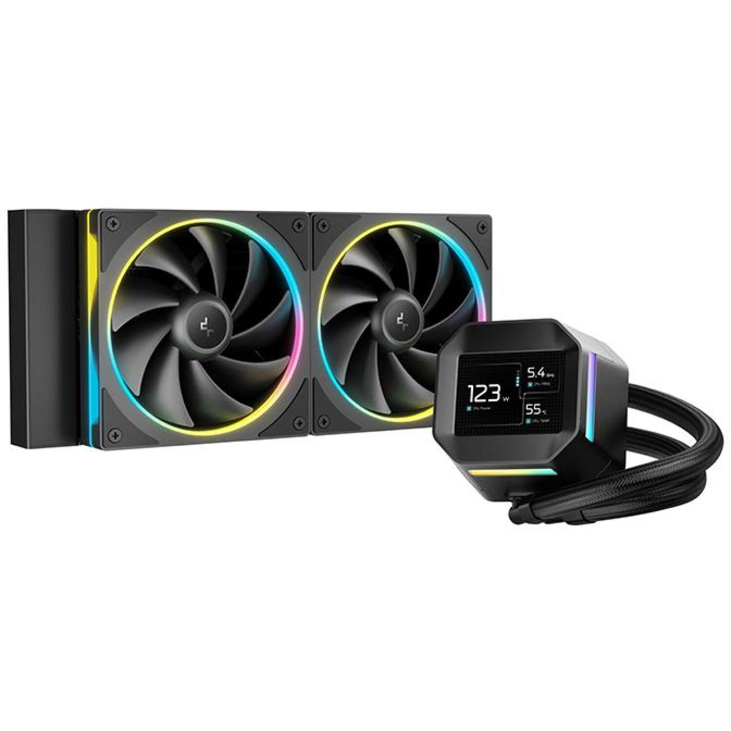 Deepcool жидкостный кулер для процессоров LM240 R-LM240-BKDMMC-1, 66.23 cfm, 2 вентилятора, 400-2400 rpm, 36.07 dBA (R-LM240-BKDMMC-1)