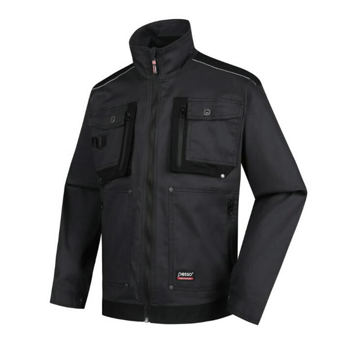 Pesso darba jaka DSSTRETCHPN4XL, 4XL, tumši pelēka, 98% kokvilna, 2% elastāns, 260 g/m², RIP-STOP pastiprinājums, trīskāršas šuves (DSSTRETCHPN4XL)