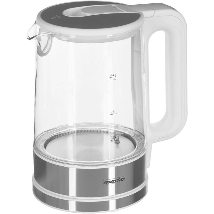 Adler Электрический чайник MS 1301w, 2200 W, 1.7 L, Стекло, 360° поворотная база, белый (MS 1301w)