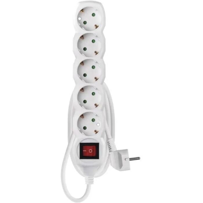 Emos Удлинитель P1521R, 1,5м, 5x2P+PE, 3680W, PVC, с выключателем, защита от детей (P1521R)