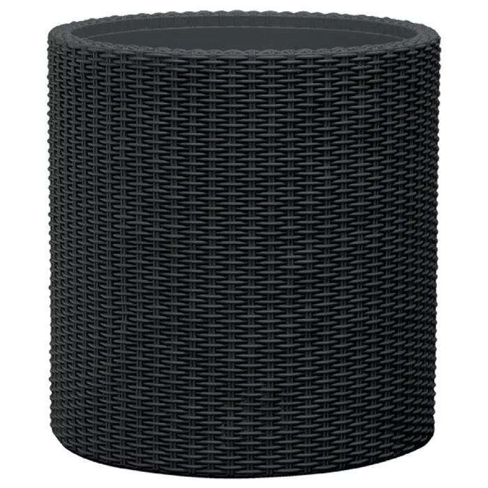 Keter Puķu pods Large Cylinder Planter 29197837939, 43,7x43,7x44,3cm, 2,81kg, rotangpalmas dizains, ūdens regulēšanas atvere (29197837939)