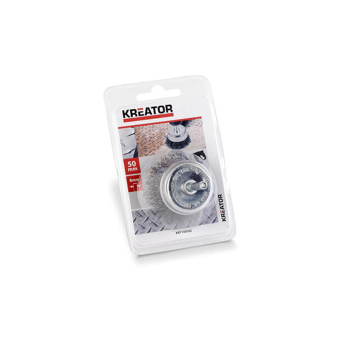 Koniskā birste uz ass 50mm, tērauda sari KRT150102 KREATOR (KRT150102)