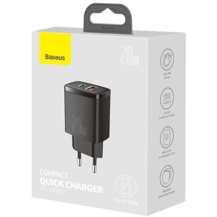 Baseus CCXJ-B01 tīkla lādētājs, 20W, USB-C+USB-A