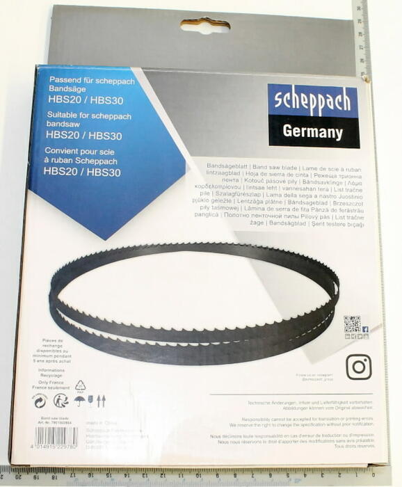Scheppach Lentzāģa asmens HBS20/30 7901502604, 1400x6