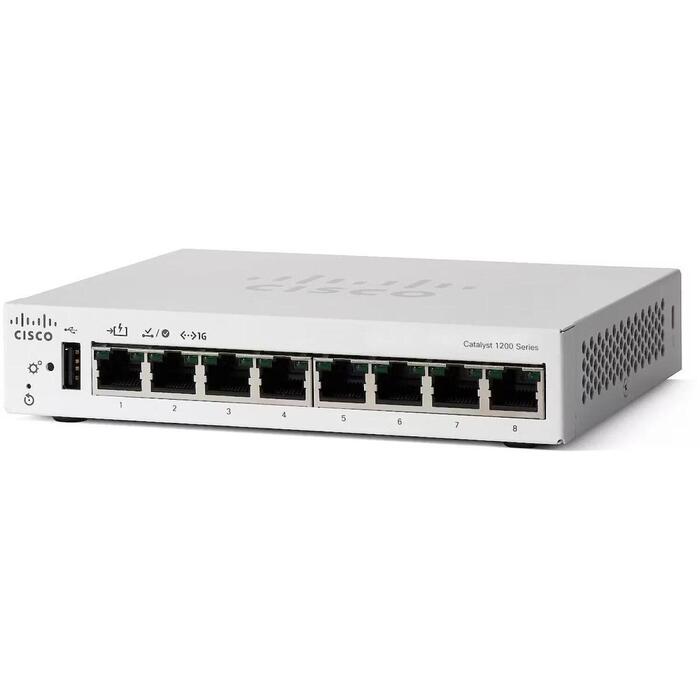 Cisco коммутатор C1200-8T-D, 8x 10/100/1000, настольный коммутатор, без вентилятора (C1200-8T-D)