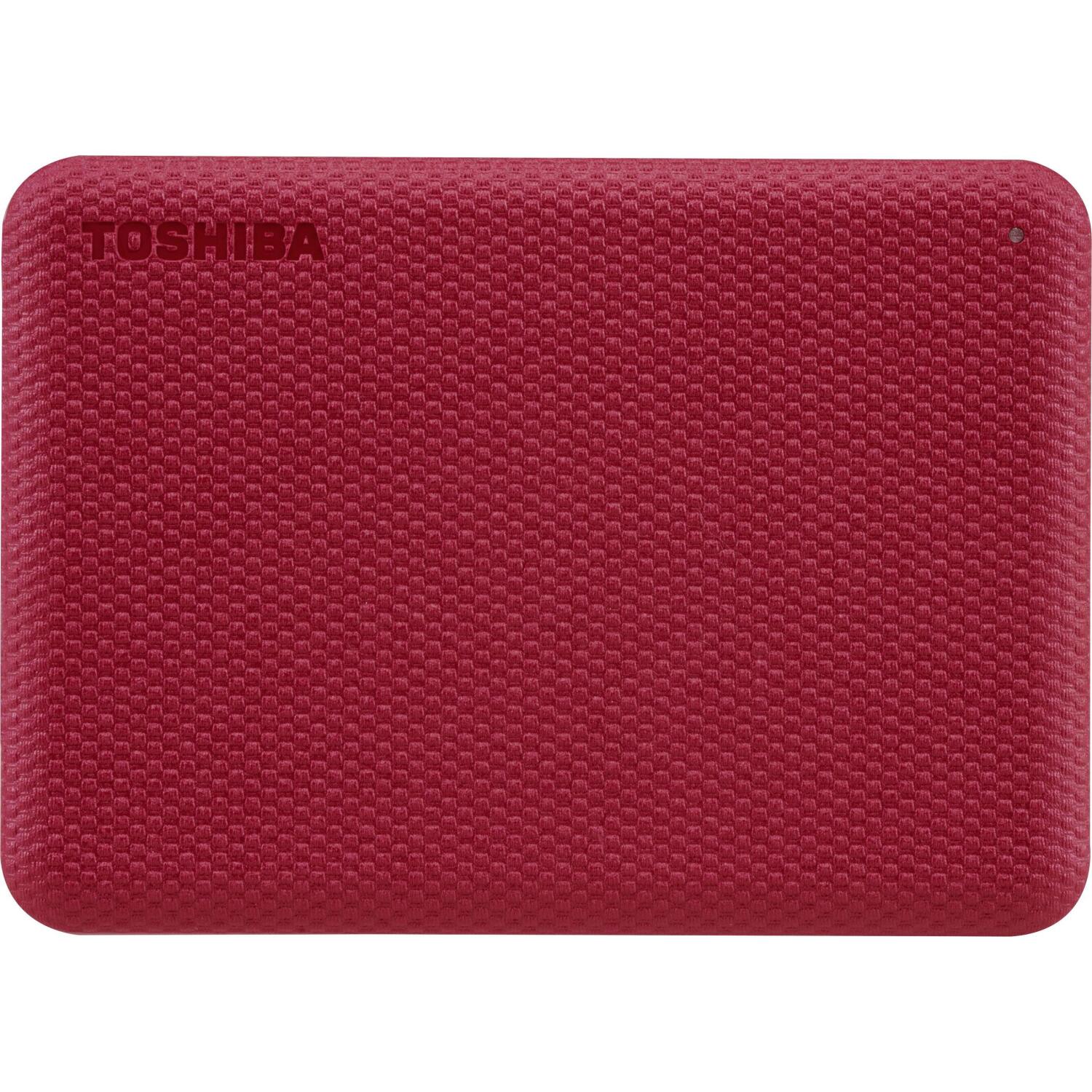 Toshiba Жесткий диск Canvio Advance HDTCA20ER3AA, 2000 ГБ, 2.5", USB 3.2 Gen1, красный, аутентификация по паролю (HDTCA20ER3AA)